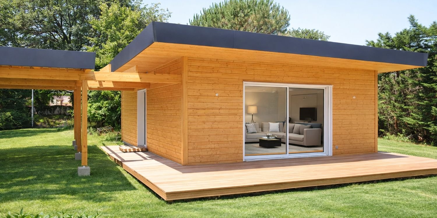 Construction en bois à toit plat
